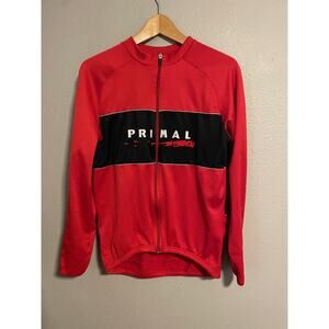 Primal Wear Mens Large Cycling Jersey Full Zip Long Sleeve Red Black Thermal